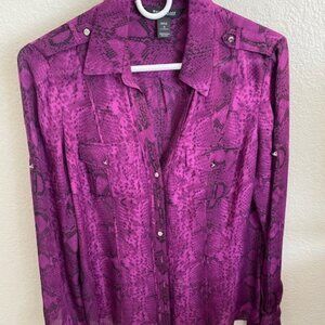 Purple print blouse, Size 6